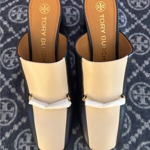 Tory Burch Black and Cream Loafers